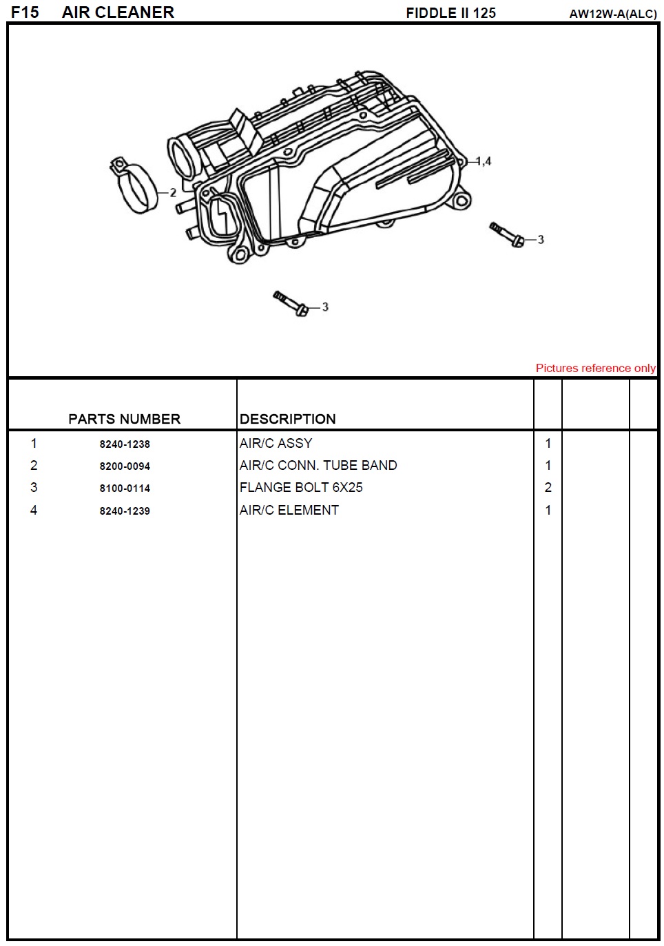 SYM Fiddle II 125 Air Cleaner